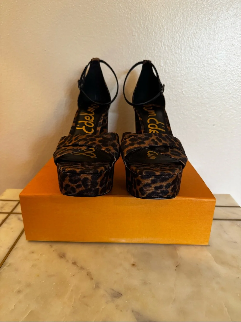 EUC Sam Edelman Leopard Print Platform Sandals - Black & Brown